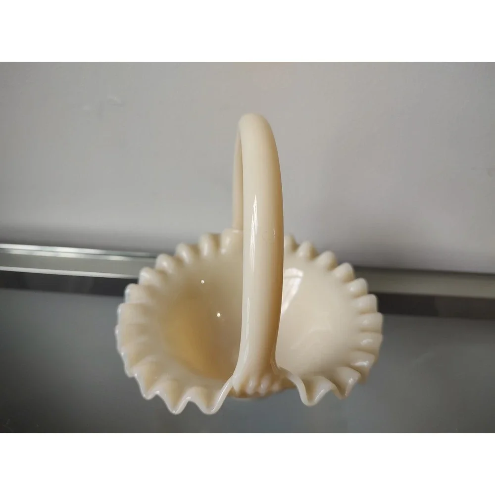Fenton Glass custard ivory off white basket